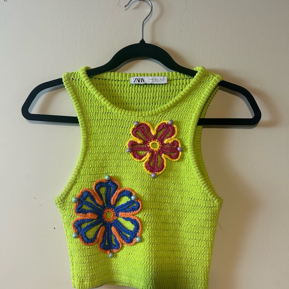 Zara Bright Green Knit Top